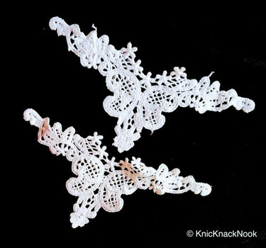 Off White Crochet Leaf Floral Applique, Wedding Sash, Gowns